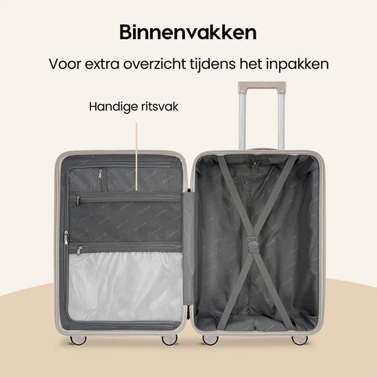SKYCASES Urban Adventurer - Ensemble de valises - 3 pièces - Serrure à chiffres - 232L - Roues pivotantes - Valise de voyage avec serrure de valise - Légère - Beige