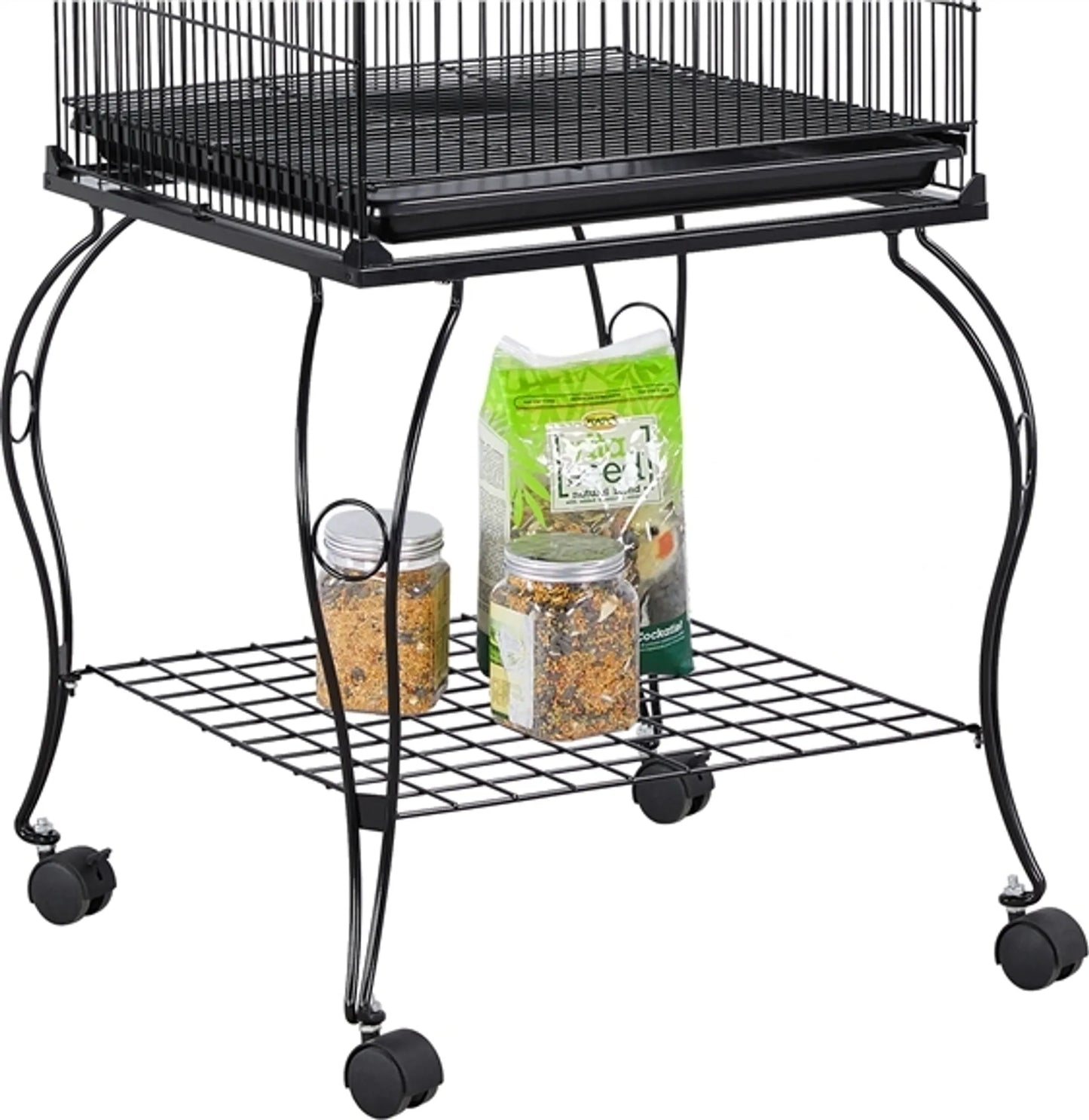 Yaheetech Cage à oiseaux - Perruches et perroquets - 59.5x59.5x150 cm - Mobile - Support amovible - Perchoirs - Noir
