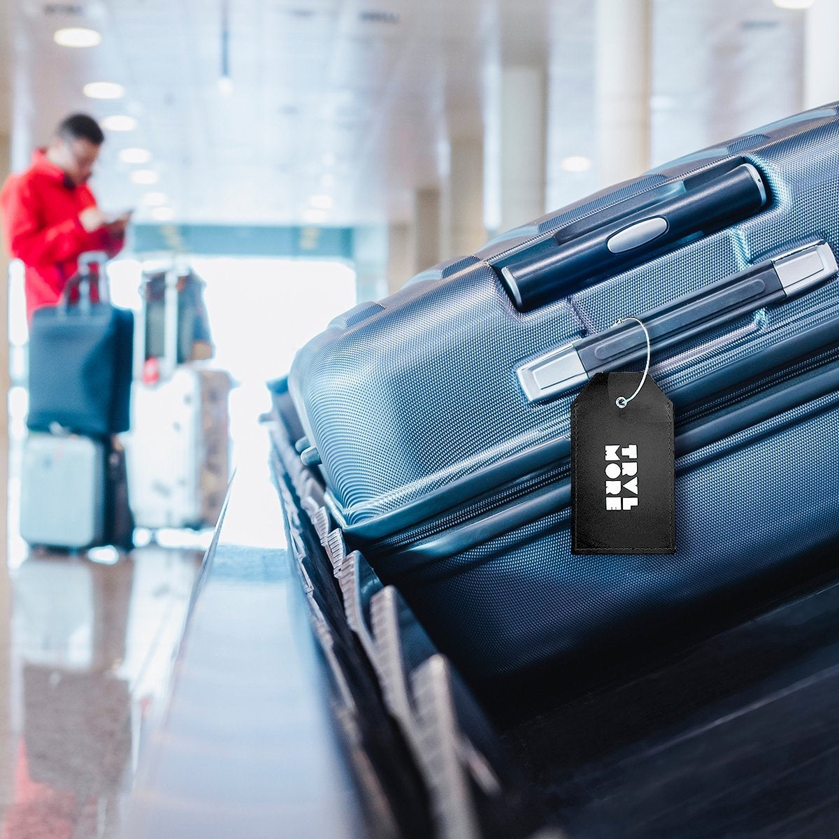 TRVLMORE Etiquette de bagage - Cuir - Pour valises et sacs - 4 pièces - Noir