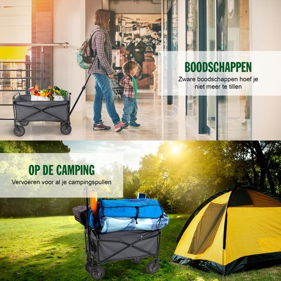 Camp Active - Wagon pliable - Facilement pliable - Stockage compact - Noir