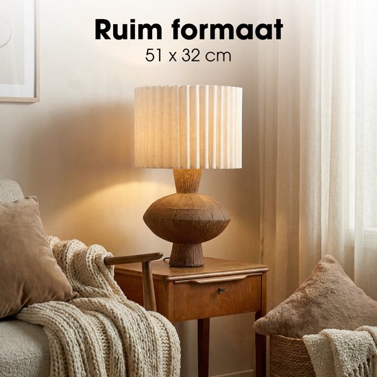 Lampe de table Mica Decorations Frey pour salon - Style Japandi - Lampe décorative avec abat-jour - Lampe de bureau et lampes de table pour salon - 51 x ⌀32 cm - Marron