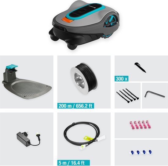 Tondeuse à gazon robotisée GARDENA SILENO life 1000 - 1000 m² - 4 kWh - 20-50 mm - gris/ bleu