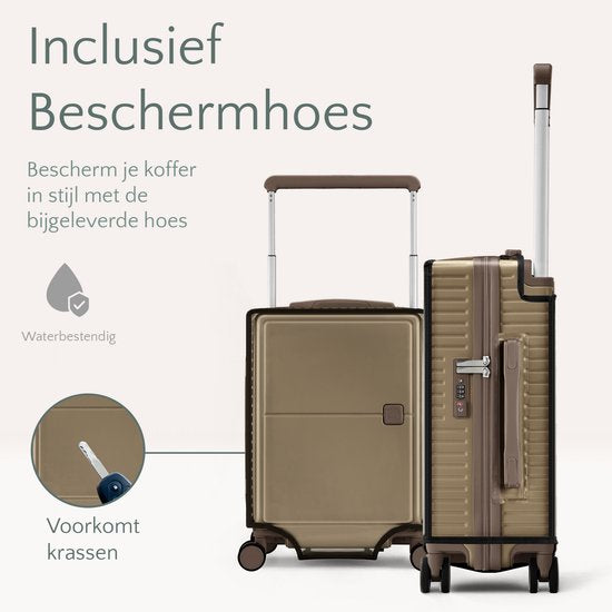 Skycases City Walker - Ensemble de valises 3 pièces | Léger et durable | 20, 24 et 28 pouces | Roues pivotantes à 360° | Verrouillage TSA | Housses de protection incluses - Champagne