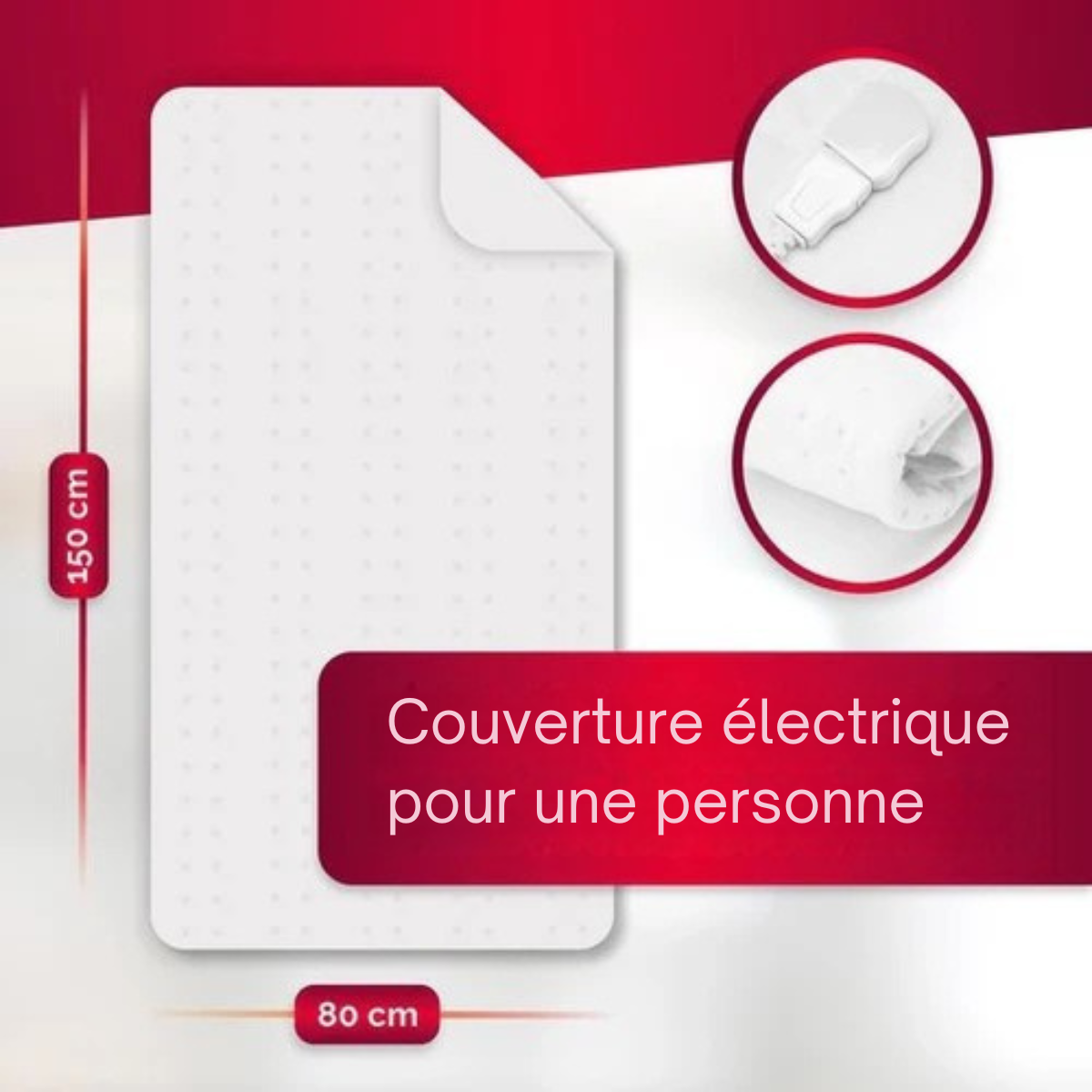 Couverture électrique - Alpina - Couverture chauffante - 3 niveaux - lavable - 1 personne - 150x80cm
