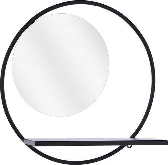 Mica Decorations Miroir mural Phoenix - L11 x Ø39 cm - Métal - Noir