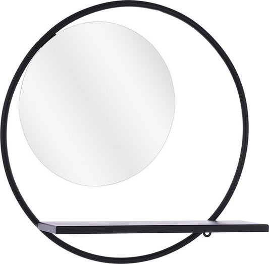 Mica Decorations Miroir mural Phoenix - L11 x Ø39 cm - Métal - Noir