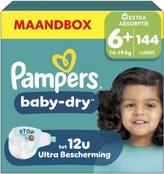 Pampers Baby-Dry Taille 6+ - 144 couches - 14 kg à 19 kg