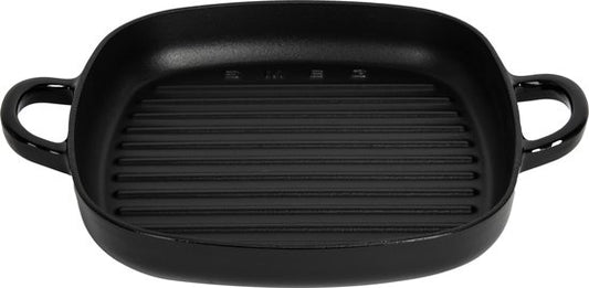Smeg - Poêle à griller en fonte - Noire - 26 x 26 cm - Compatible avec l'induction