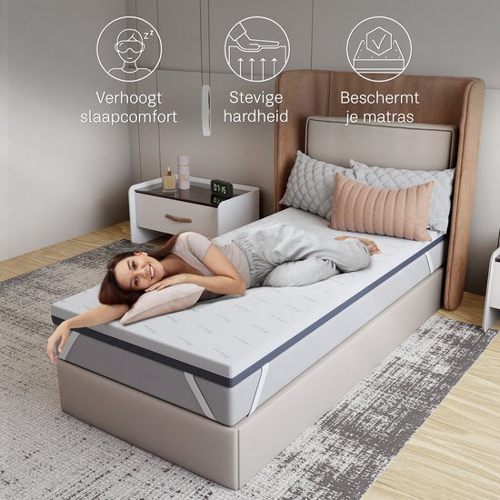 CozySense® DualFeel Topper Mattress 90x200 - Sur-matelas - Sur-matelas - Avec face chaude et face froide - CertiPUR® - Fermeté - 7.5 cm - Housse lavable
