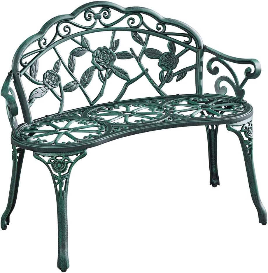 Banc de jardin vintage Yaheetech 99,5 x 57 x 78,5 cm - Vert - 2 places - Métal - 227 kg