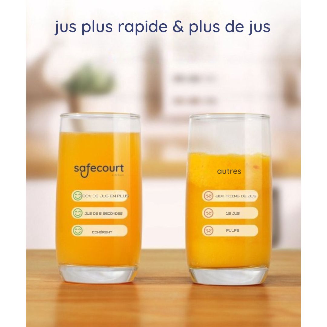 Extracteur de jus pour fruits et légumes Safecourt Kitchen - Grande ouverture de remplissage - 3 vitesses - 1200 watts - noir