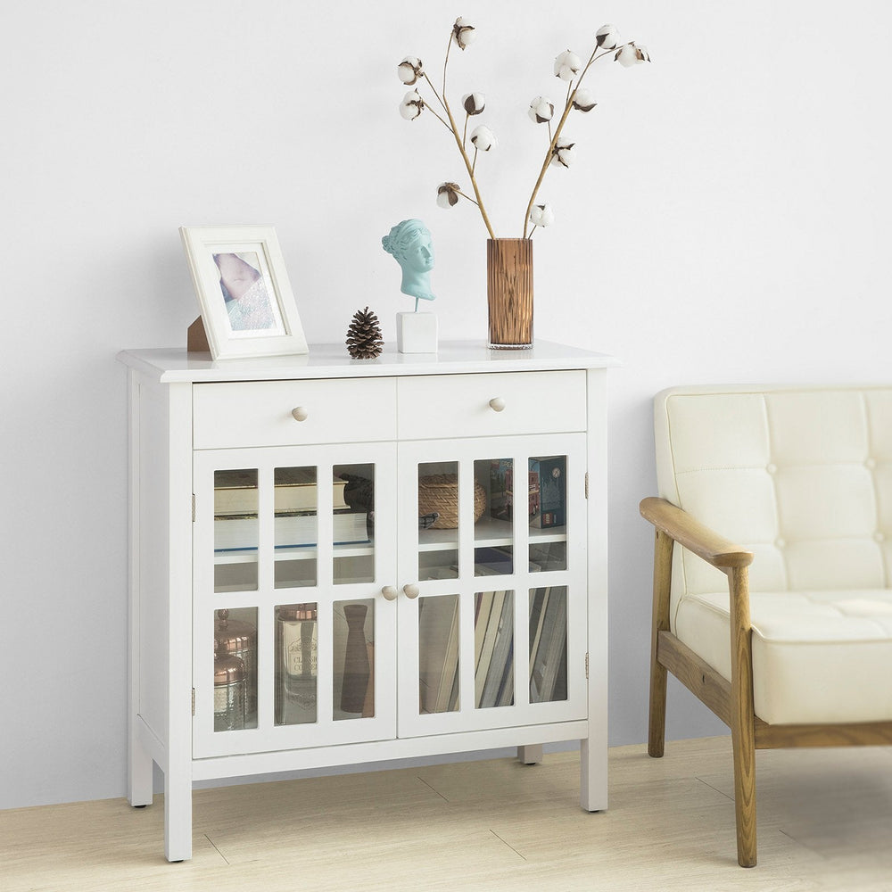 SoBuy FSB23-W Meuble de cuisine avec 2 tiroirs et 2 portes - Blanc - 80x80x34 cm - Rustique