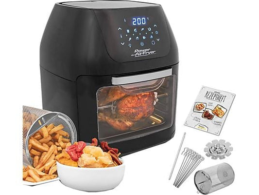 MediaShop M16438 Power AirFryer Multifonction - Friteuse à air chaud - 9 L - 1 800 W - Noir