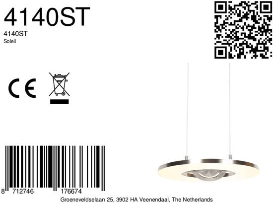 Steinhauer Exclusive - lampe suspendue - Soleil - acier - métal - Ø 32cm - LED - 4140ST