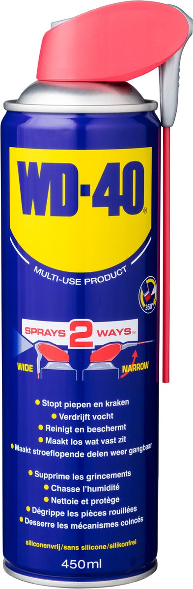 WD-40® Smart Straw® - 450 ml - Spray multi-usages pour détacher, protéger et nettoyer - Technologie Spray2Ways
