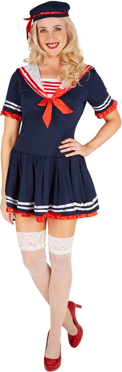 Dressforfun - Navy lady - Costume de femme avec robe et chapeau pour carnaval, fêtes costumées et déguisements - Taille M