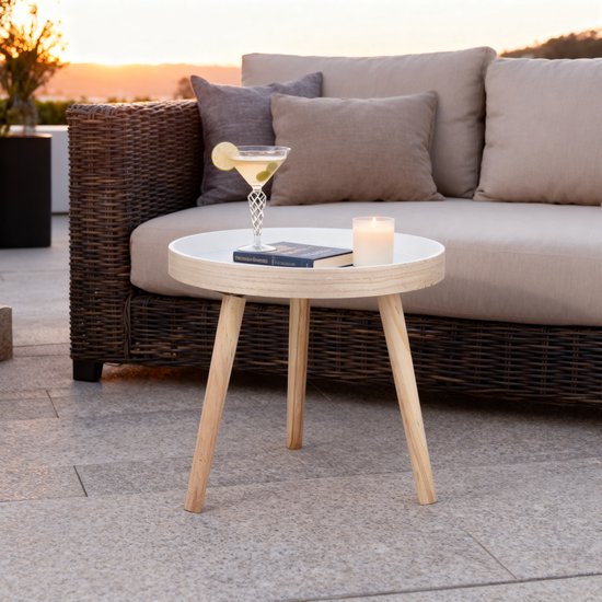 Table d'appoint ronde Arti Casa Ø 40 x 36 cm - Table basse ronde moderne - Petite table d'appoint ou table de chevet - Petite table compacte pour le salon ou la chambre à coucher - Bois