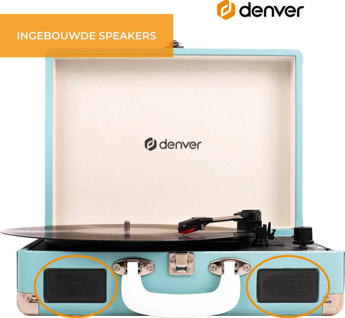 Denver Record Player - Haut-parleurs intégrés - Logiciel PC inclus - Auto-stop - Rétro - VPL120 - Bleu