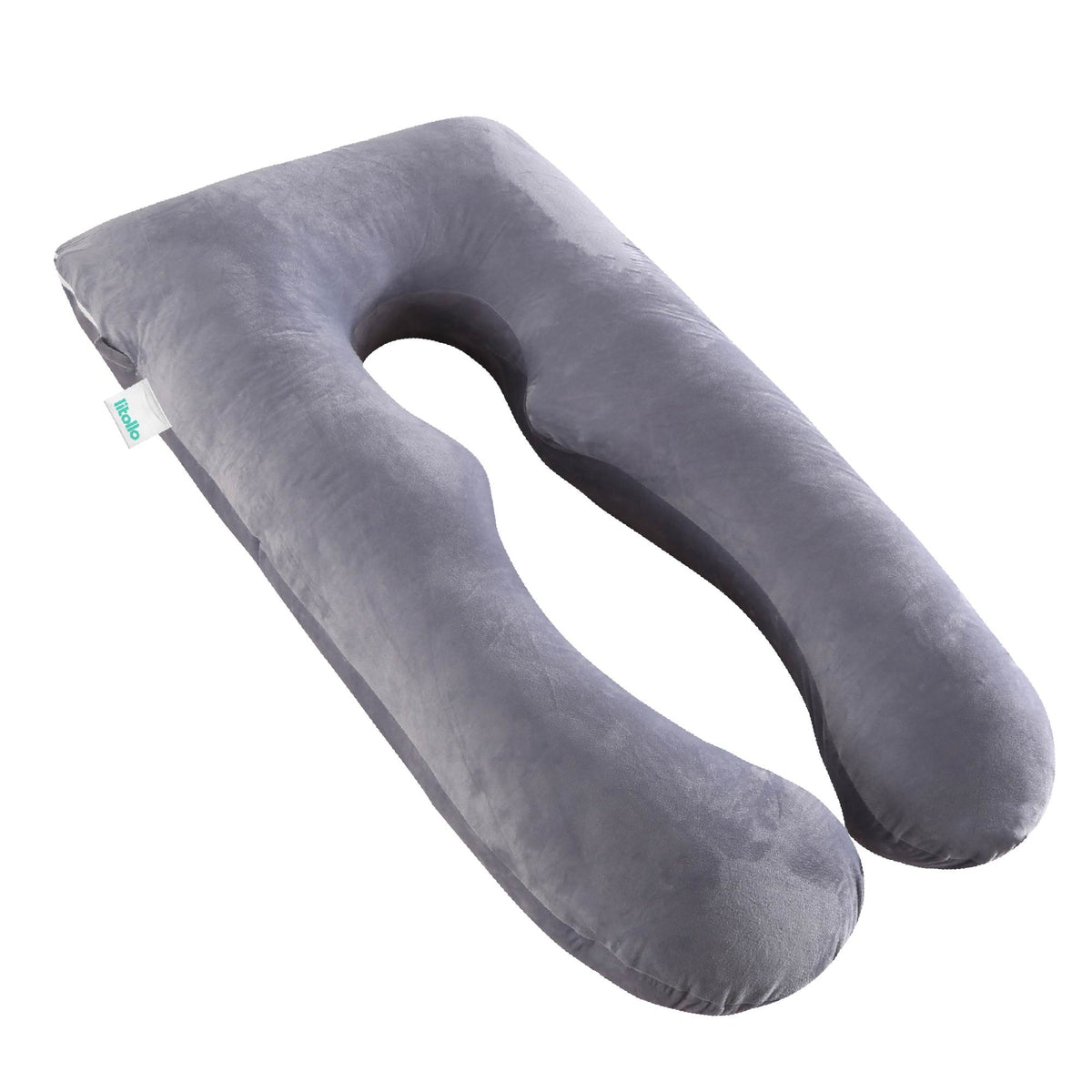 Litollo® Zwangerschapskussen XXL - Voedingskussen - Lichaamskussen - Body pillow - 280cm - Zachte fleece stof - Grijs - Met gratis extra afneembare hoes (t.w.v. €29,95)