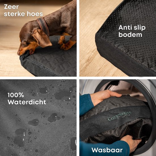 CozySense® - Coussin orthopédique pour chien 100 X 70 cm - Taille XL - Imperméable - Convient comme coussin de banc et lit pour chien - Noir