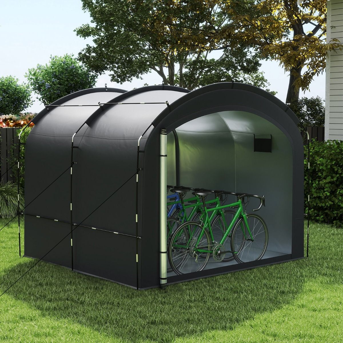 Tente de rangement pour vélos Coast - imperméable - double fermeture éclair - noire - 254 x 215 x 192 cm
