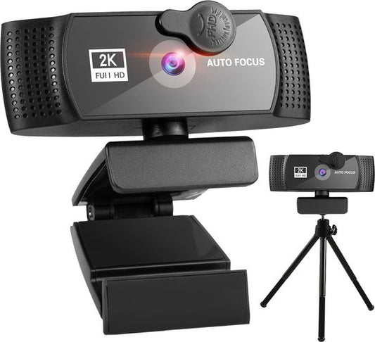 Audyn Webcam - 5MP - 2K Full HD - avec microphone - pour PC - avec housse et support - Caméra de streaming - Webcams