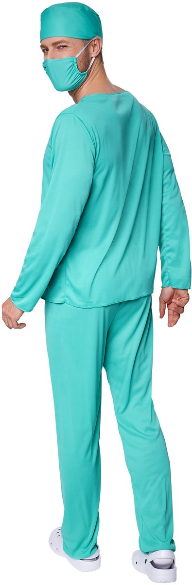Dressforfun - Costume de chirurgien pour homme - Costume de médecin complet avec pantalon, haut, masque buccal et coiffe pour le carnaval, Halloween et les fêtes - Taille M