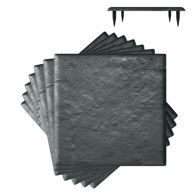 Coast Stepping Stones Grey - Lot de 8 dalles de jardin avec 32 piquets de sol - 39.5 x 39.5 cm