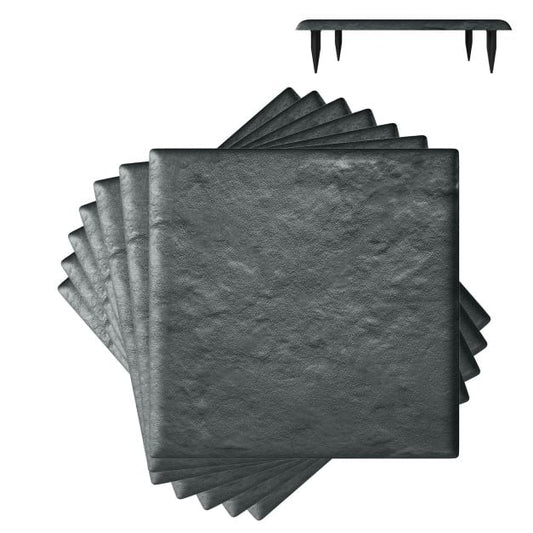 Coast Stepping Stones Grey - Lot de 8 dalles de jardin avec 32 piquets de sol - 39.5 x 39.5 cm