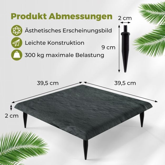Coast Stepping Stones Grey - Lot de 8 dalles de jardin avec 32 piquets de sol - 39.5 x 39.5 cm