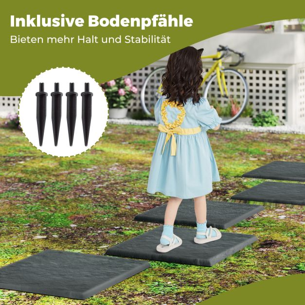 Coast Stepping Stones Grey - Lot de 8 dalles de jardin avec 32 piquets de sol - 39.5 x 39.5 cm
