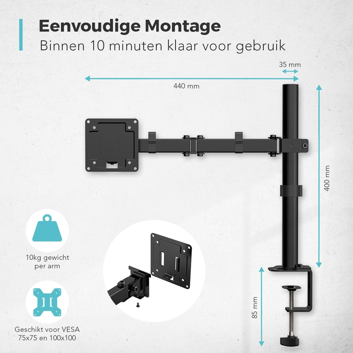 Auronic Monitor Arm - 1 écran - 13 à 32 pouces - réglable - acier - noir