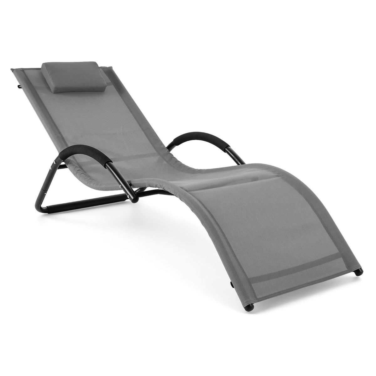 Chaise longue de jardin Coast - conception ergonomique - appui-tête amovible - gris - 1 pièce