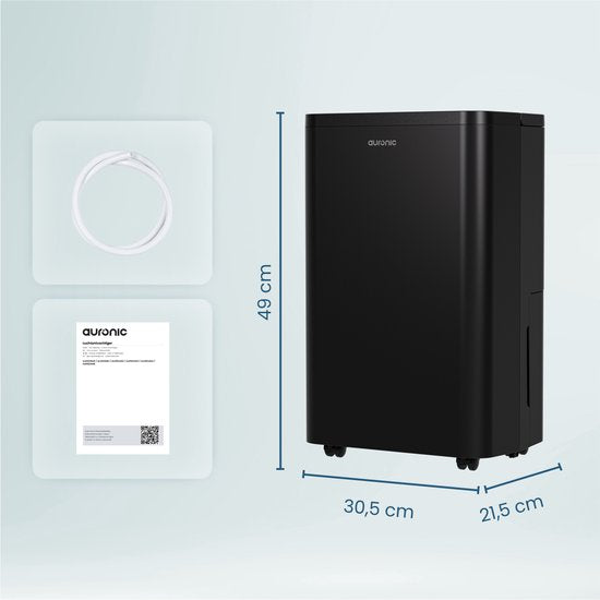 Déshumidificateur Auronic - Compact Pro Plus - 20L - Chambre à coucher, salle de bain, salon et bureau - d'intérieur - Noir