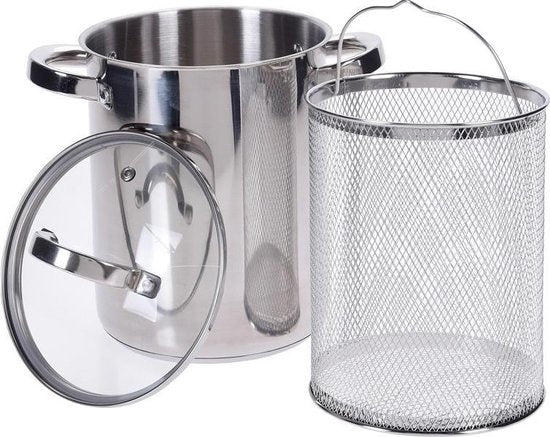 Casserole à asperges - Excellent Houseware - Marmite à asperges - avec couvercle en verre - 4,2 litres