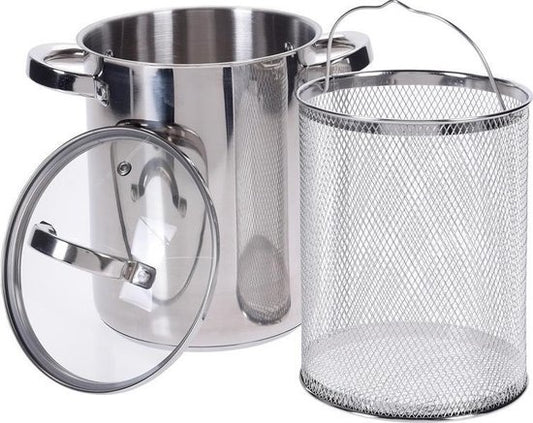 Casserole à asperges - Excellent Houseware - Marmite à asperges - avec couvercle en verre - 4,2 litres