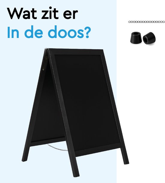 BRASQ Chalkboard Black - 70x130 CM - Tableau noir - Enseigne publicitaire - Enseigne de trottoir - Double face - pour l'intérieur et l'extérieur - Hospitality