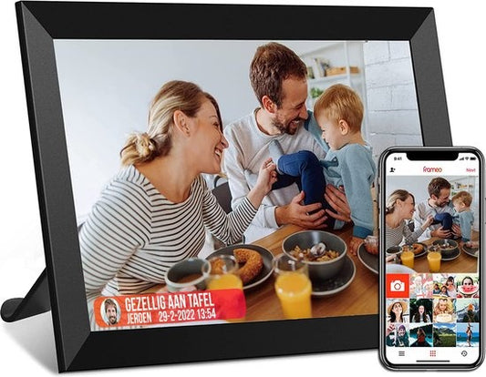 Cadre photo numérique - Strex - WiFi - Écran tactile de 10,1 pouces - Logiciel Frameo - noir
