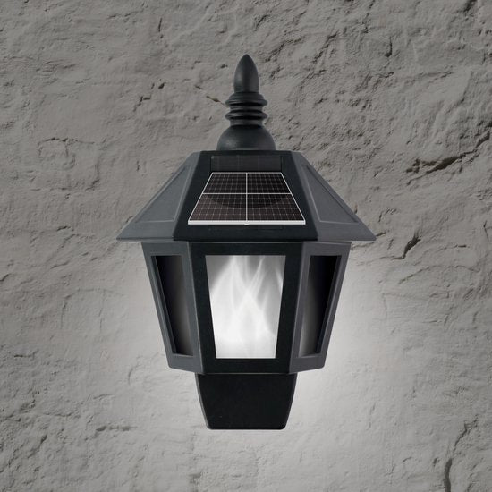 Applique murale LED Grundig Solar à effet flamme et lumière blanche froide - 2 modes - Alimentation solaire - IP44 - 6 à 8 heures