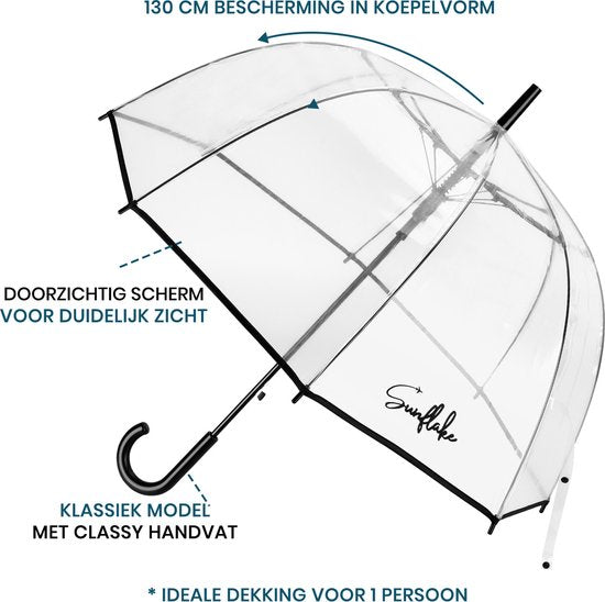 Parapluie transparent - Transparent - Parapluie dôme pour adultes - Mariage - Parapluie de mariage - Sunflake
