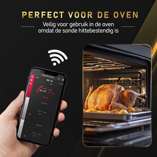 MostEssential Thermomètre à viande intelligent - sans fil - portée de 80 m - autonomie de 36 heures - Bluetooth 5.2 - batterie 2000mAh - édition double sonde
