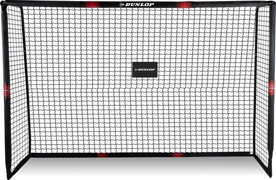 Dunlop Football Goal - But de football 300 x 200 x 120 cm - But de football grand format - Jouets d'extérieur pour enfants et adultes - Montage rapide - But d'entraînement de football - Métal - Noir/Rouge