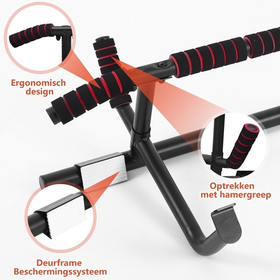 DH FitLife - Barre de traction pour encadrements de porte - Sans vis - Avec Slingtrainer - Pour encadrements de porte de 70 à 92 cm
