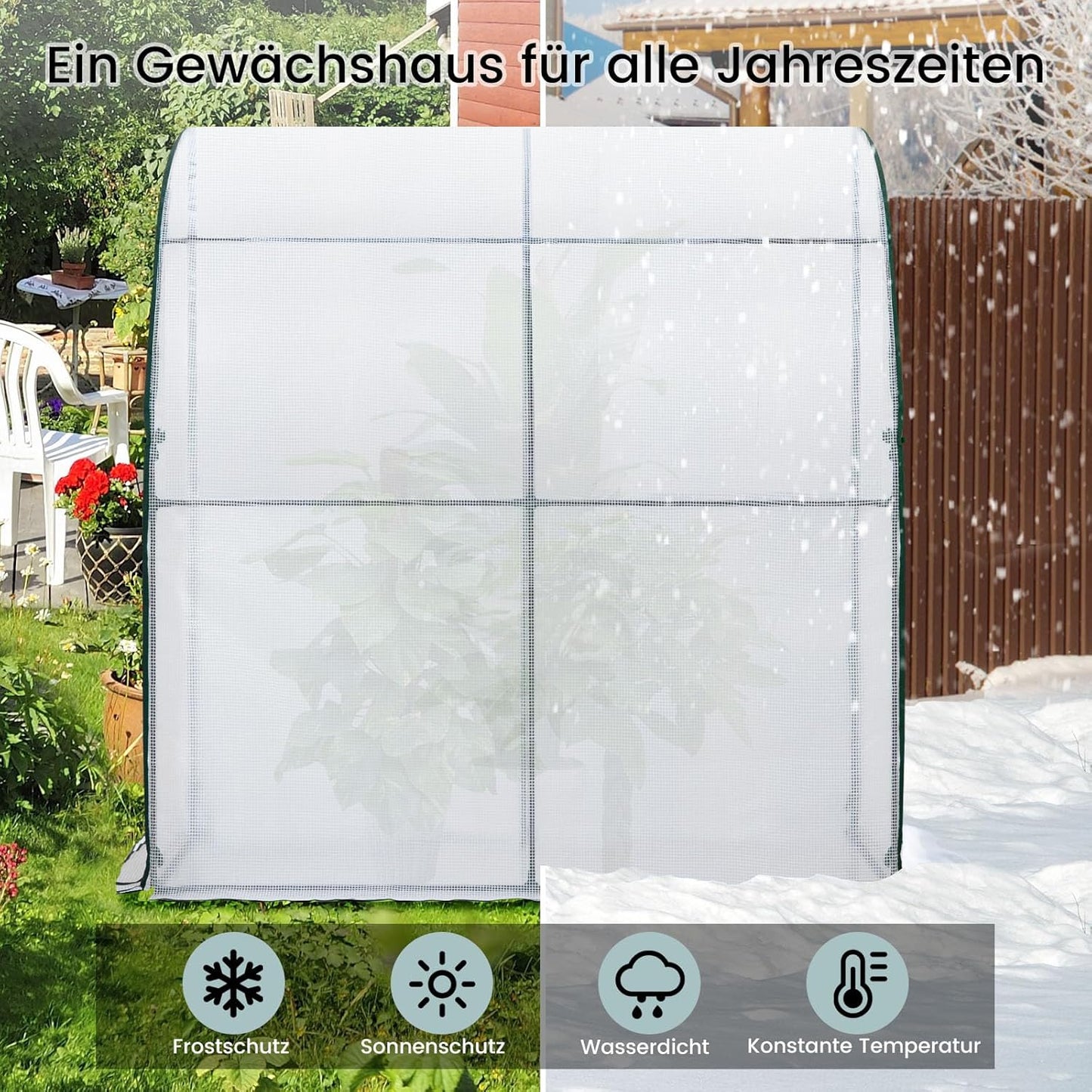 Serre de jardin Woltu - Demi-cercle - 200 x 100 x 210 cm - Blanc