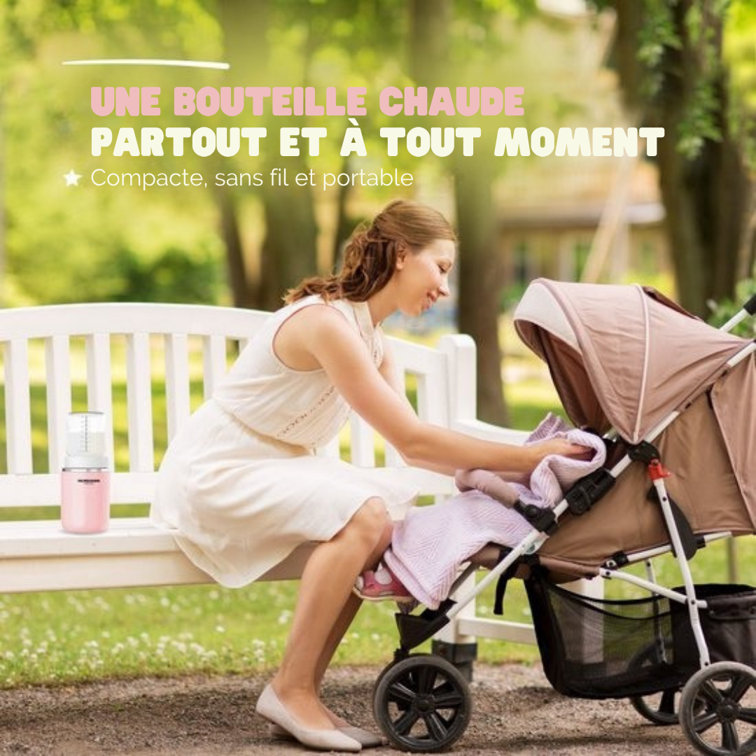 Chauffe-biberon Vulpes Goods® - Portable et intelligent - 4 niveaux de température - Sans fil - Rose
