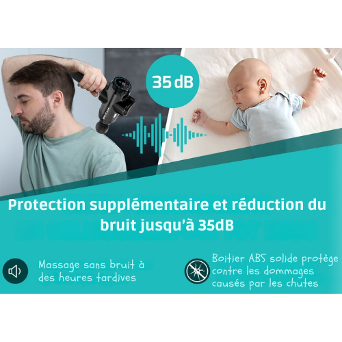 Pistolet de massage professionnel - FITAGE - 12 embouts - Appareil de massage - 30 niveaux d'intensité