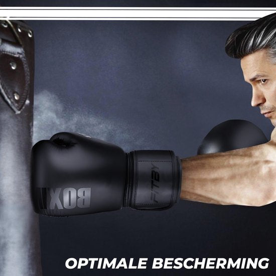 Gants de boxe Fitby - Gants de kickboxing - Gants de boxe - Noir - 12 oz