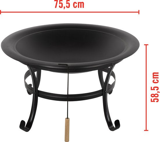 Brasero avec protection anti-étincelles – BBQ Collection - Foyer extérieur en acier carbone – 77 x 17 x 76 cm – Poêle de terrasse pour bois de chauffage - feu de camp et le jardin