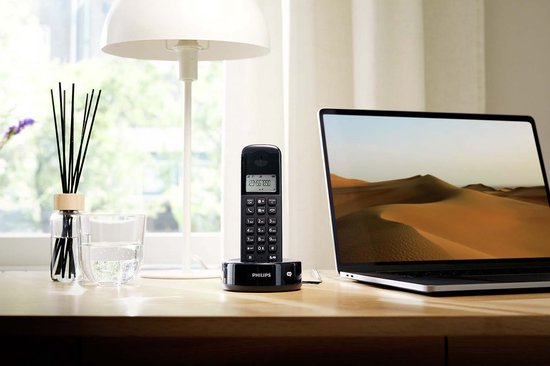 Philips Téléphone sans fil - D1651B/01 - DECT - Téléphone résidentiel - Ligne terrestre - Reconnaissance des numéros - Portée sans interférence - Noir