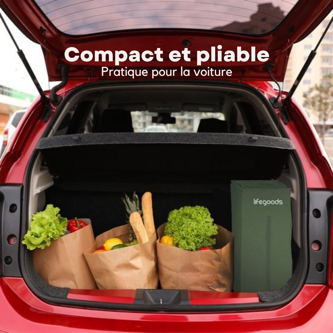 LifeGoods Wagon - Pliable - 100KG - 135L - Roues amovibles - Housse de protection - Vert